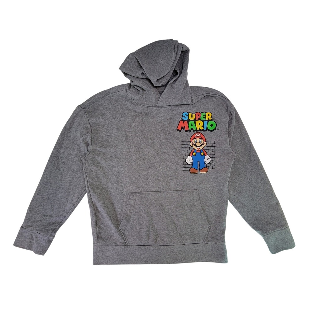 Old Navy Super Mario Graphic Hoodie Gray XL 14-16 Kids Youth It's a Me Mario